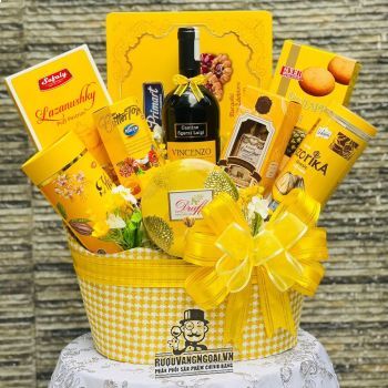 Giỏ Quà Tết Rượu Vang Vincenzo quà biếu sang trọng cho công ty